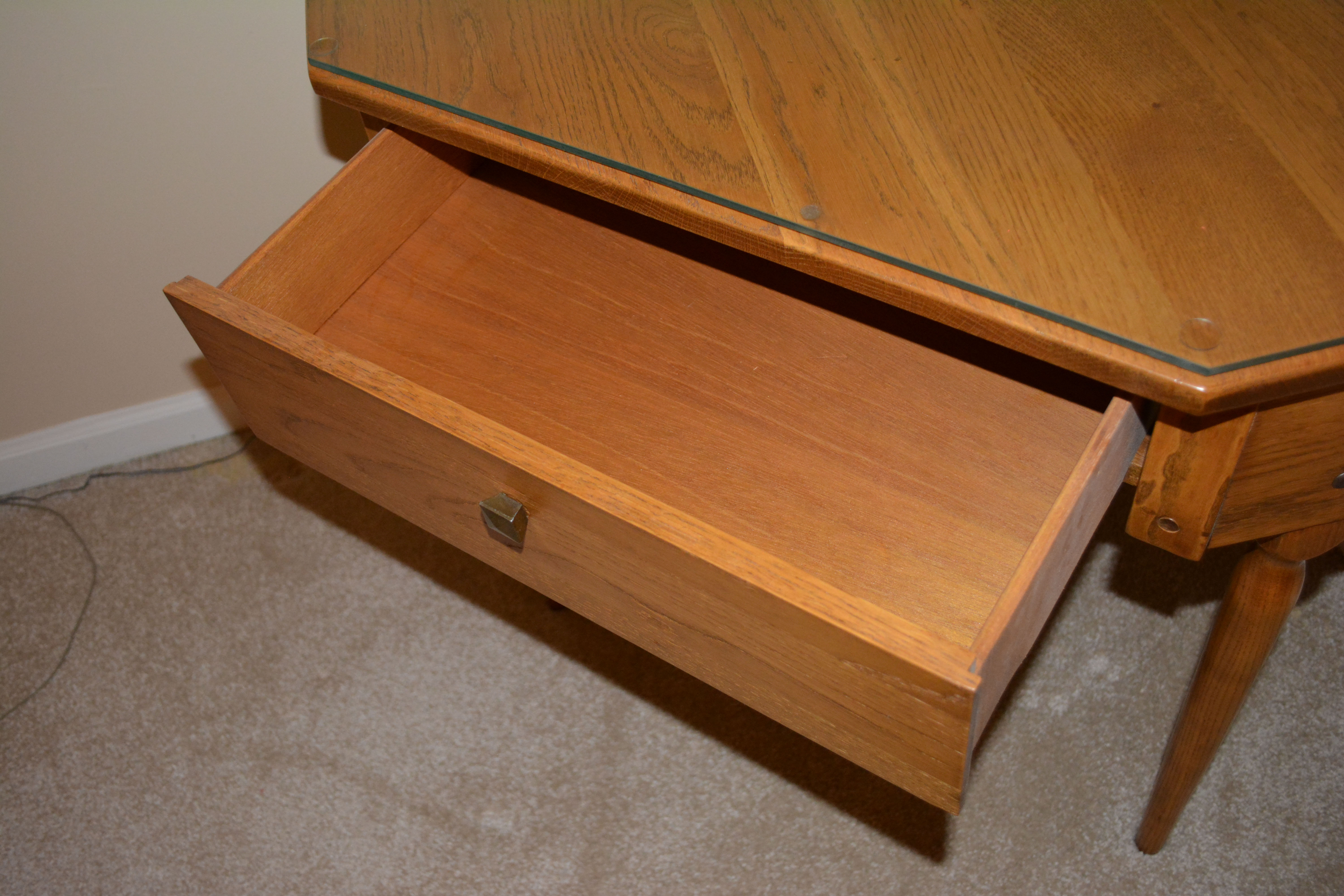 Vintage Oak Corner Desk and Pine Chair