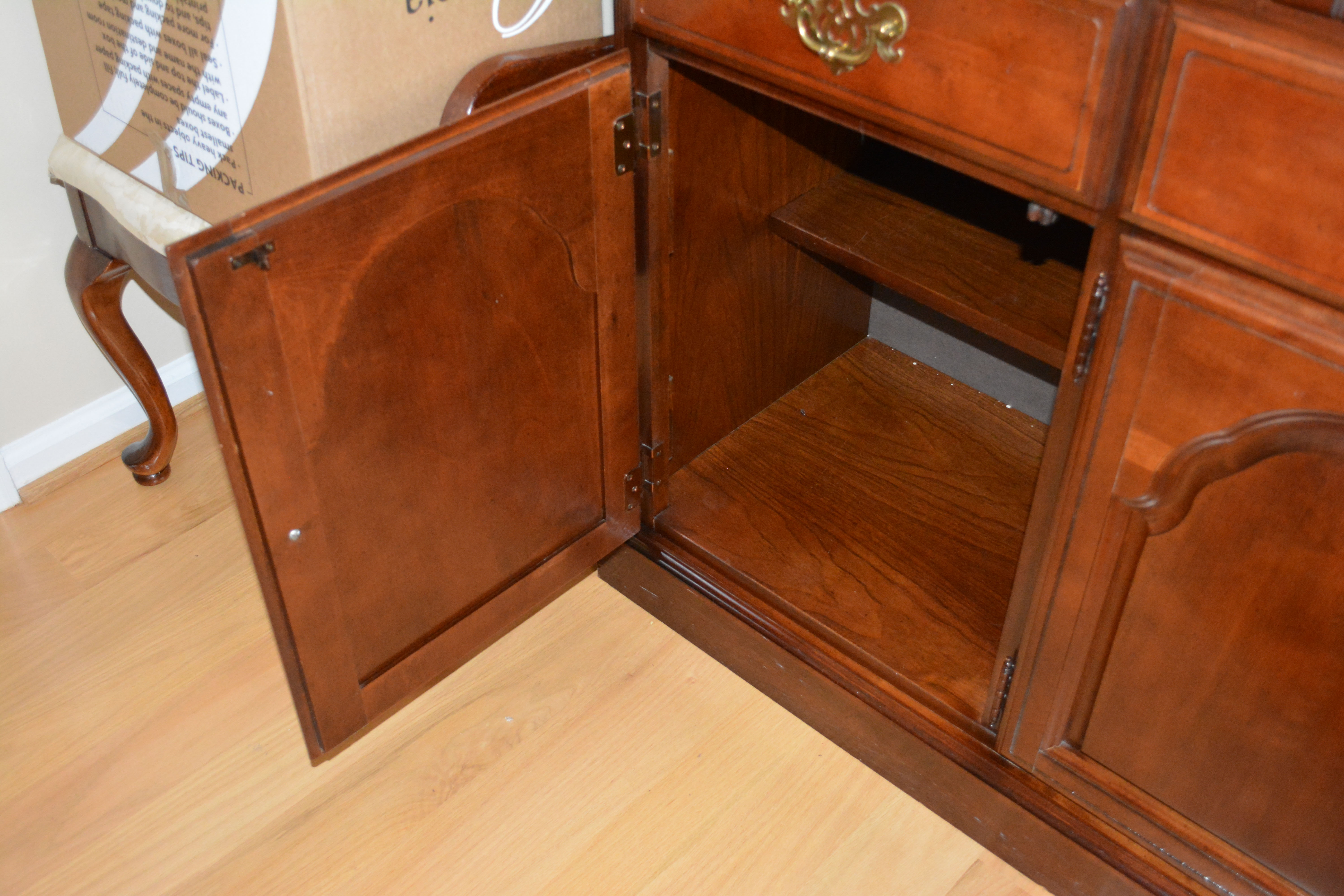 Traditional Cherry China Cabinet By Broyhill