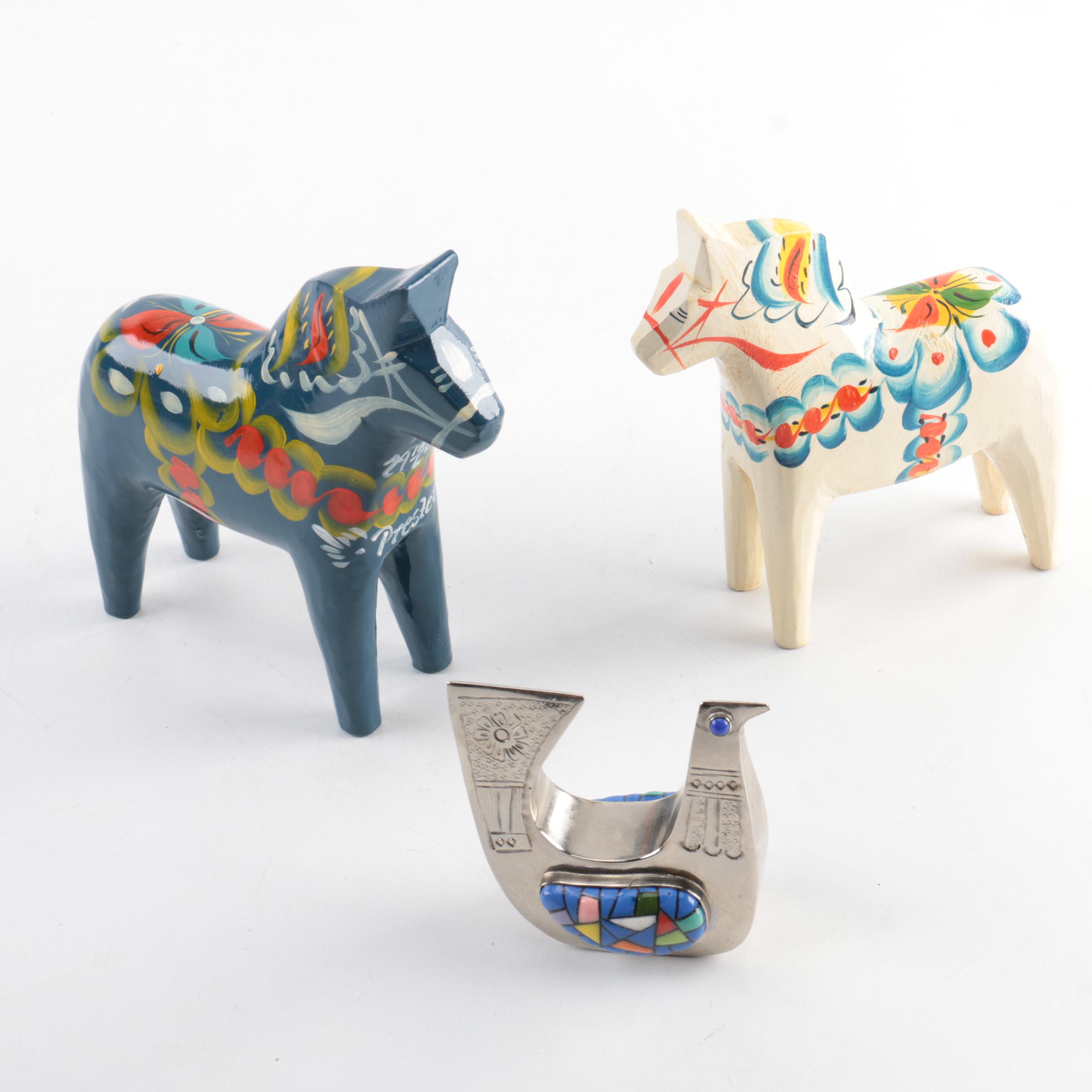 Nils Olsson Swedish Painted Wooden Horses