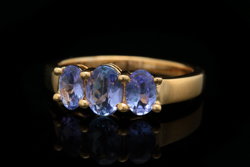 Gold Was on Sterling Silver and 1.33 CTW Tanzanite Three Stone Ring