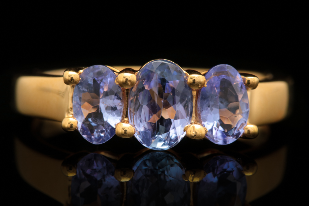 Gold Was on Sterling Silver and 1.33 CTW Tanzanite Three Stone Ring