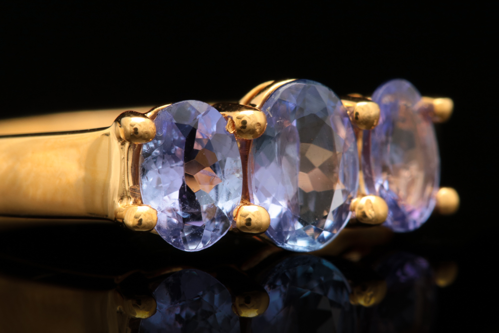 Gold Was on Sterling Silver and 1.33 CTW Tanzanite Three Stone Ring