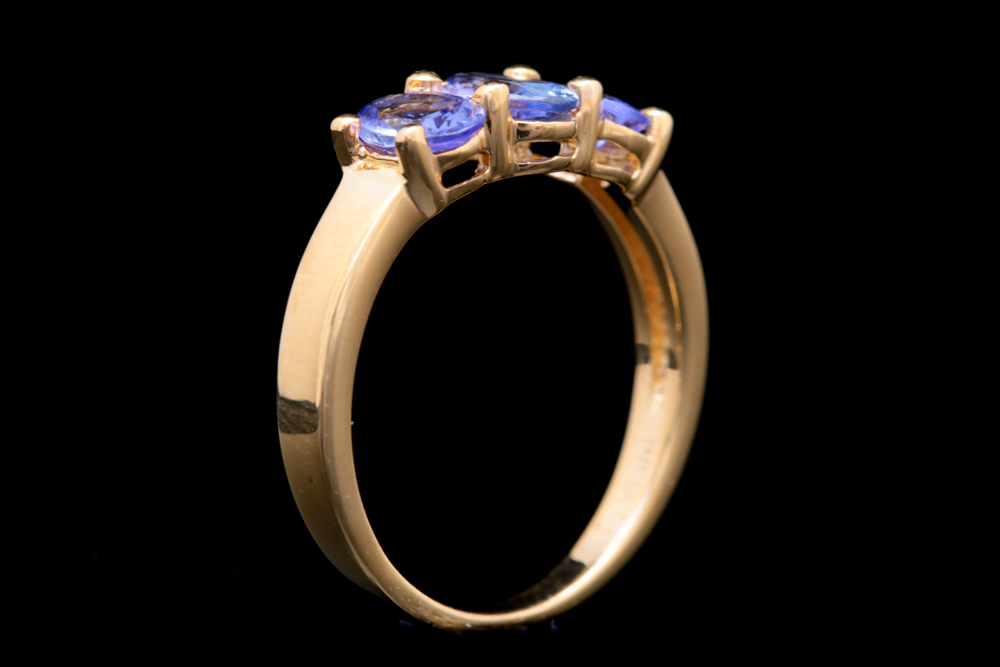 Gold Was on Sterling Silver and 1.33 CTW Tanzanite Three Stone Ring