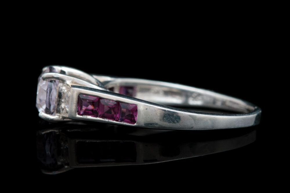 Sterling Silver, Quartz and Garnet Ring