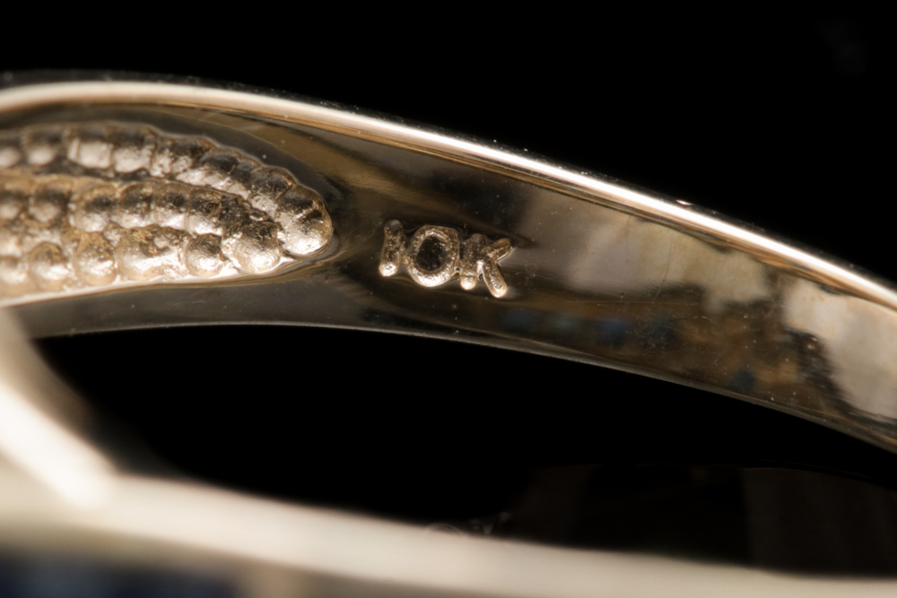 10K Yellow Gold, Blue Sapphire and Diamond Ring