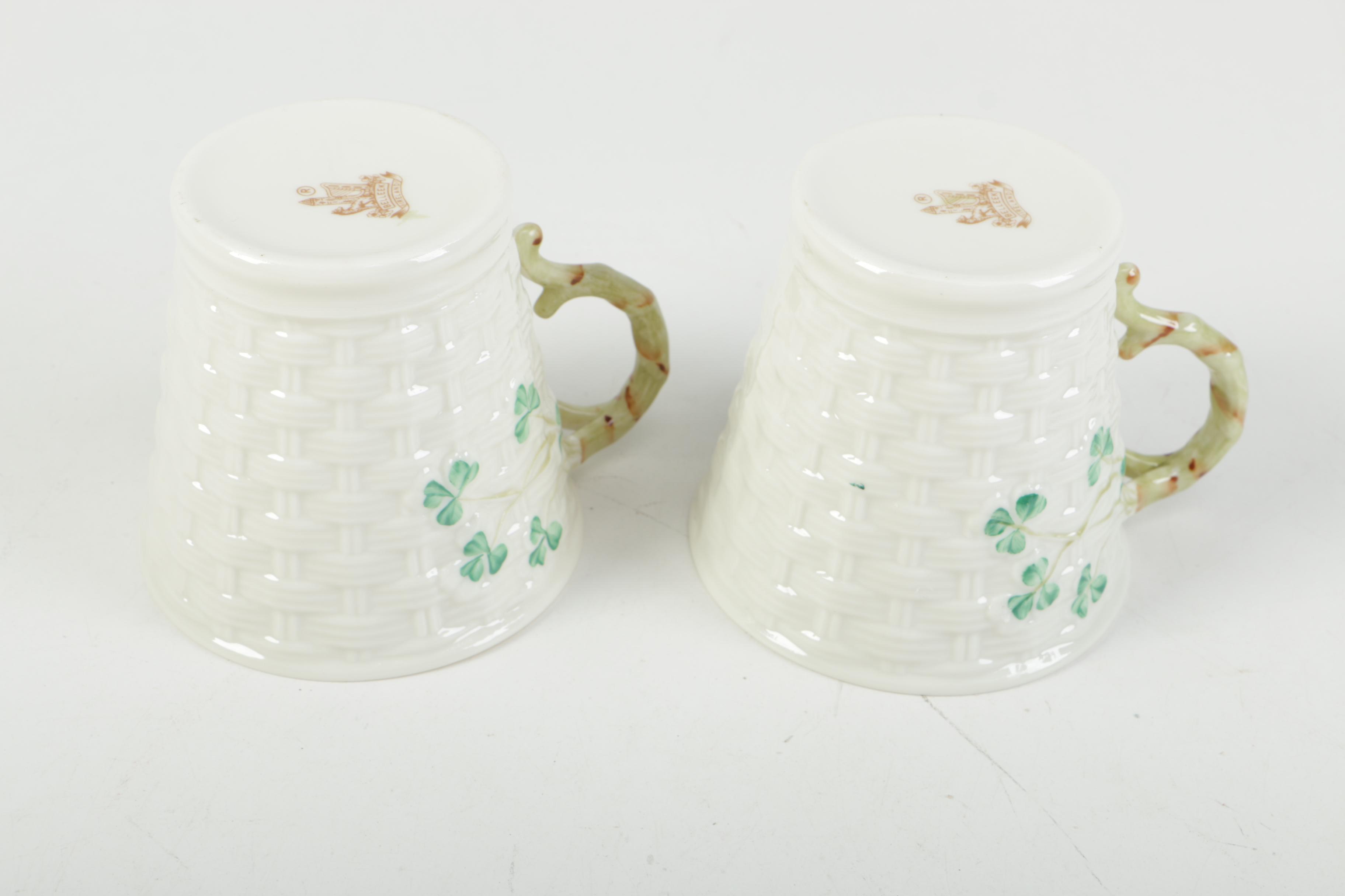 Belleek Porcelain Plate and Vintage Coffee Mugs