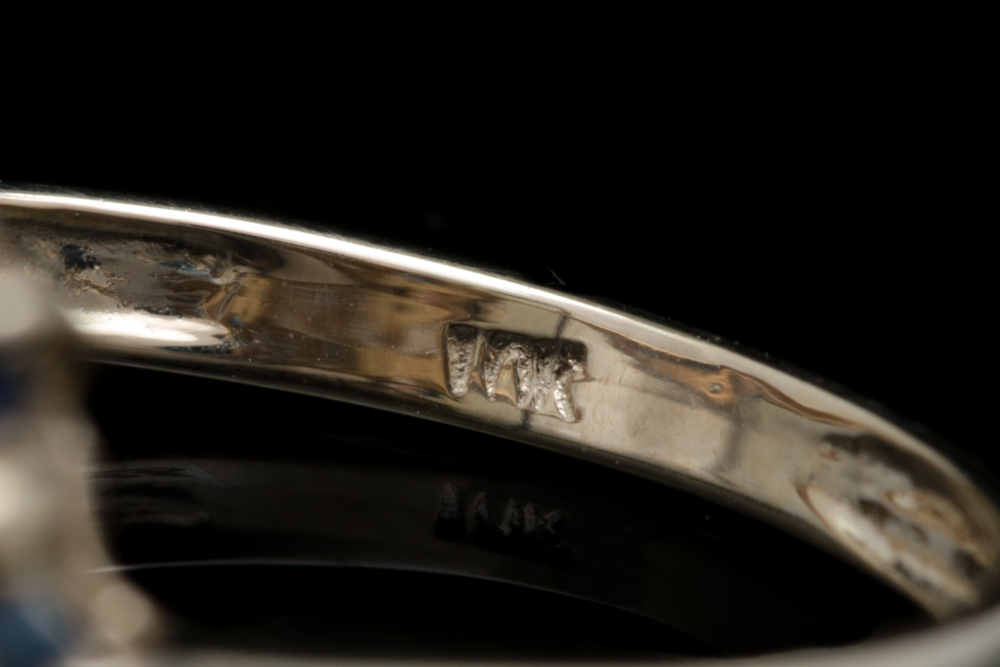 10K Yellow Gold, Blue Sapphire and Diamond Ring