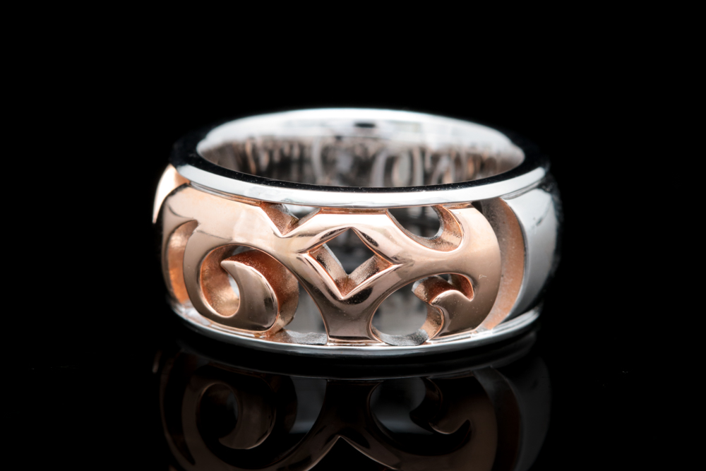 Bastian Rose Gold Wash on Sterling Silver Filigree Ring