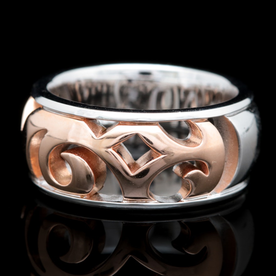 Bastian Rose Gold Wash on Sterling Silver Filigree Ring