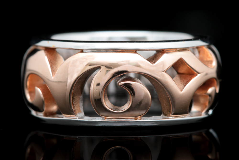 Bastian Rose Gold Wash on Sterling Silver Filigree Ring