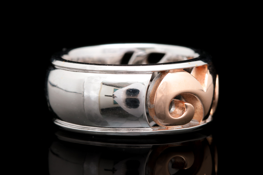 Bastian Rose Gold Wash on Sterling Silver Filigree Ring