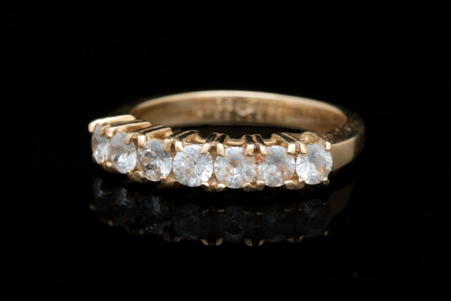 10K Yellow Gold and White Topaz Ring