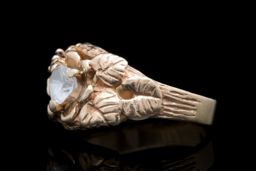 14K Yellow Gold, Ruby and Cubic Zirconia Ring