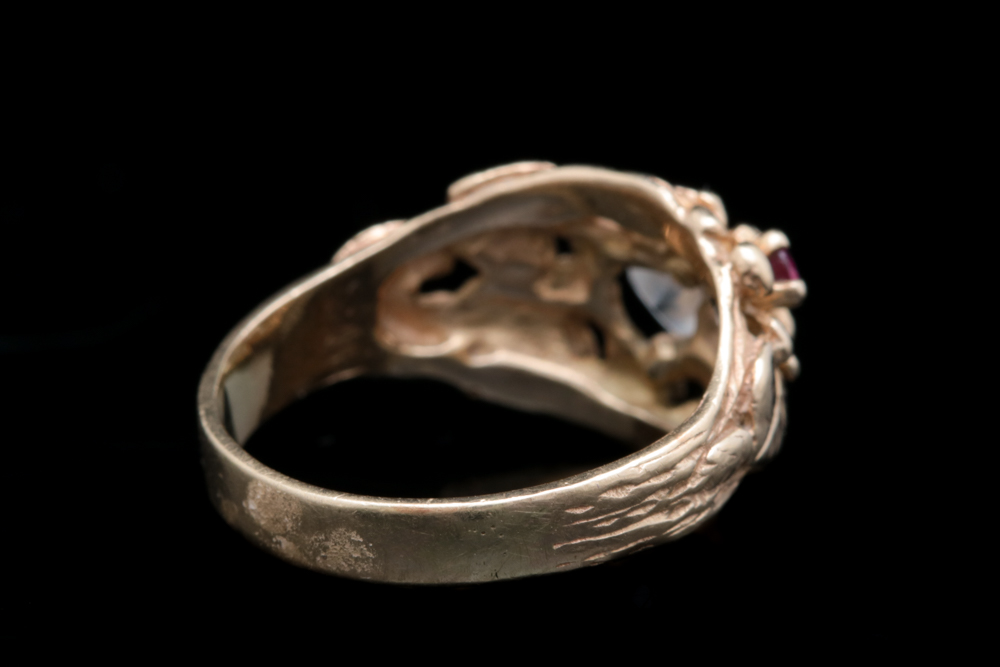 14K Yellow Gold, Ruby and Cubic Zirconia Ring