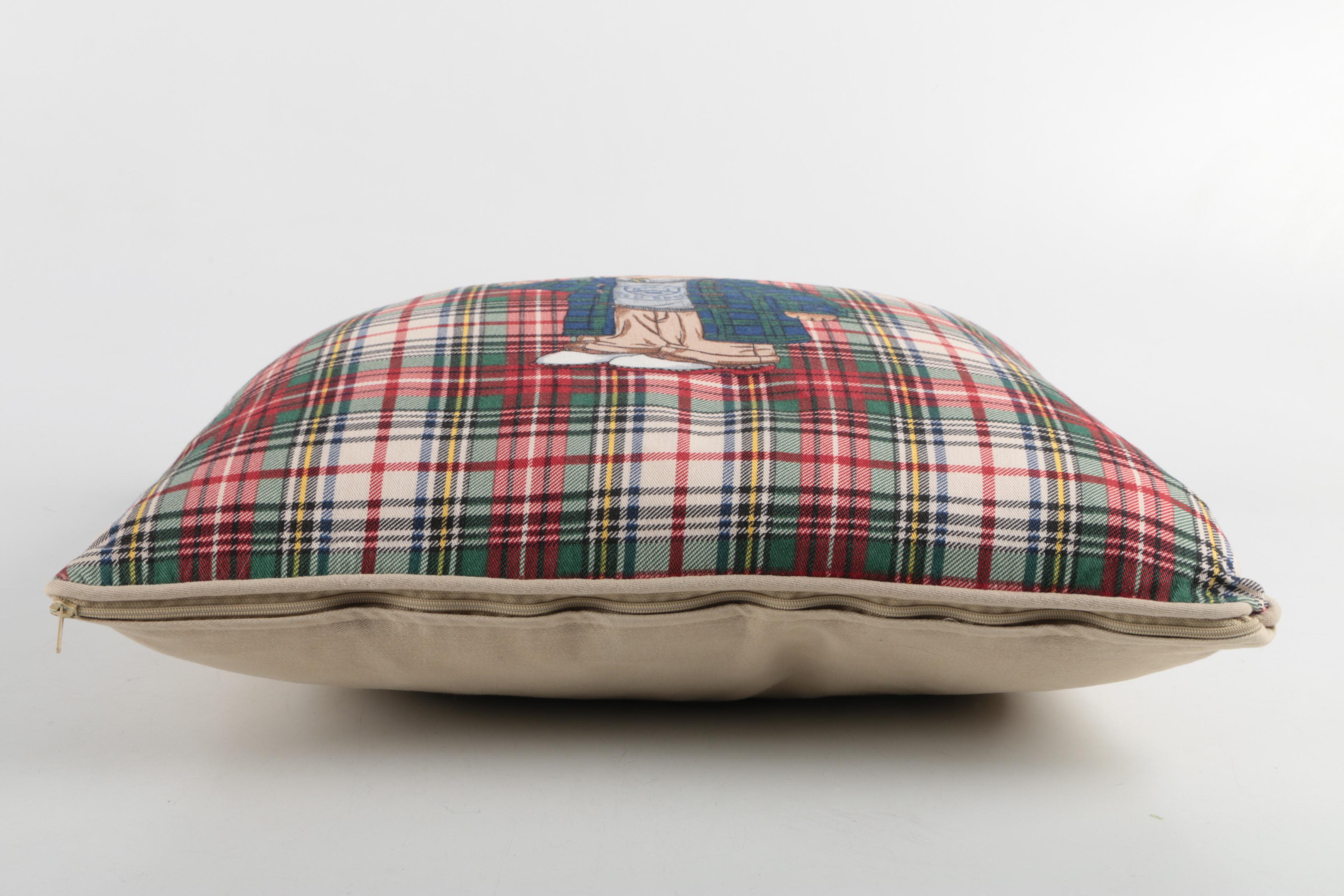 Ralph Lauren Polo Sport Plaid Teddy Bear Pillow