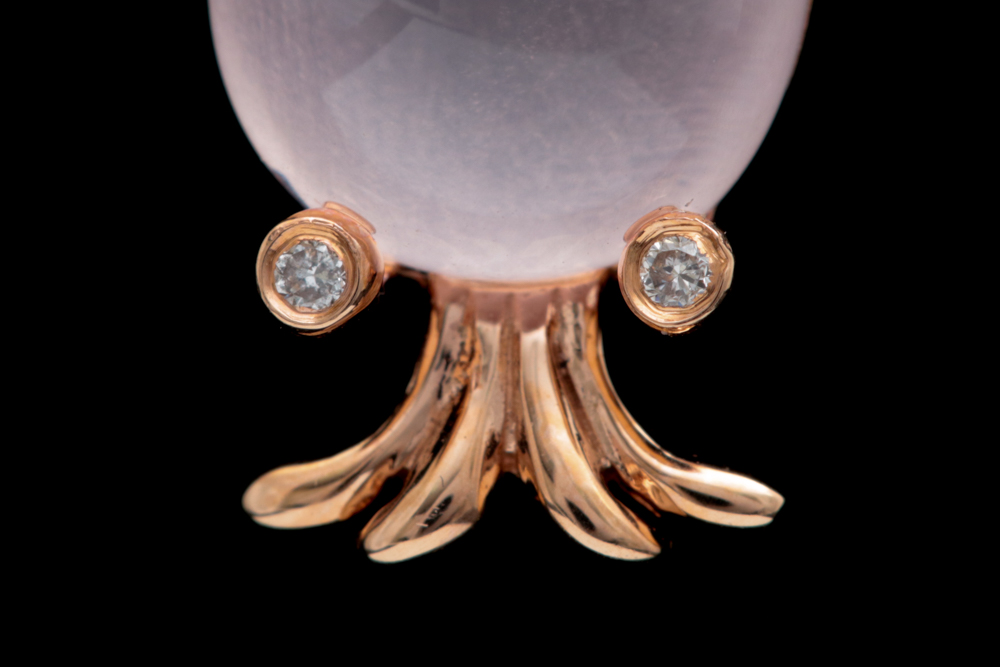 LaBell 14K Rose Gold, Rose Quartz and Diamond Pendant