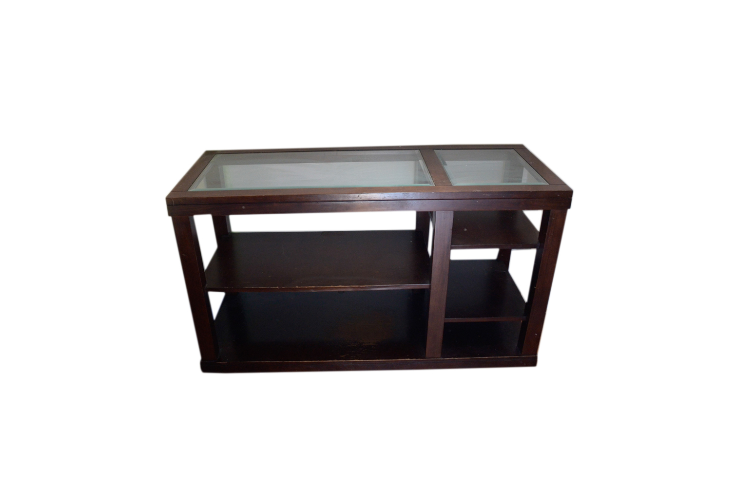 Modern Mahogany Glass Top Side Table