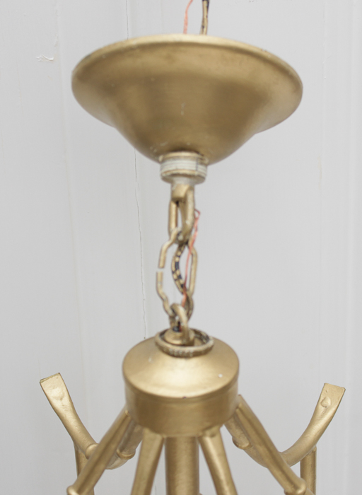 Vintage Hollywood Regency Faux Bamboo Pagoda Chandelier