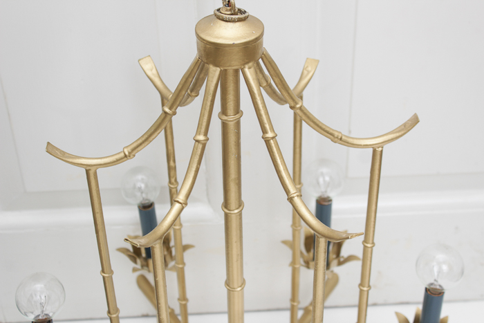 Vintage Hollywood Regency Faux Bamboo Pagoda Chandelier