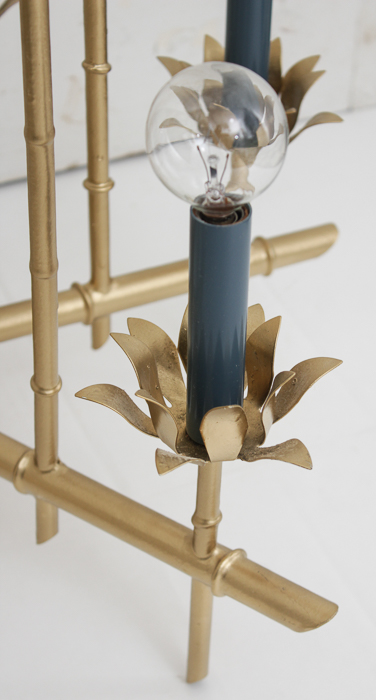 Vintage Hollywood Regency Faux Bamboo Pagoda Chandelier