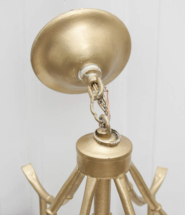 Vintage Hollywood Regency Faux Bamboo Pagoda Chandelier