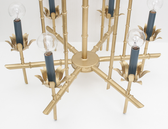 Vintage Hollywood Regency Faux Bamboo Pagoda Chandelier