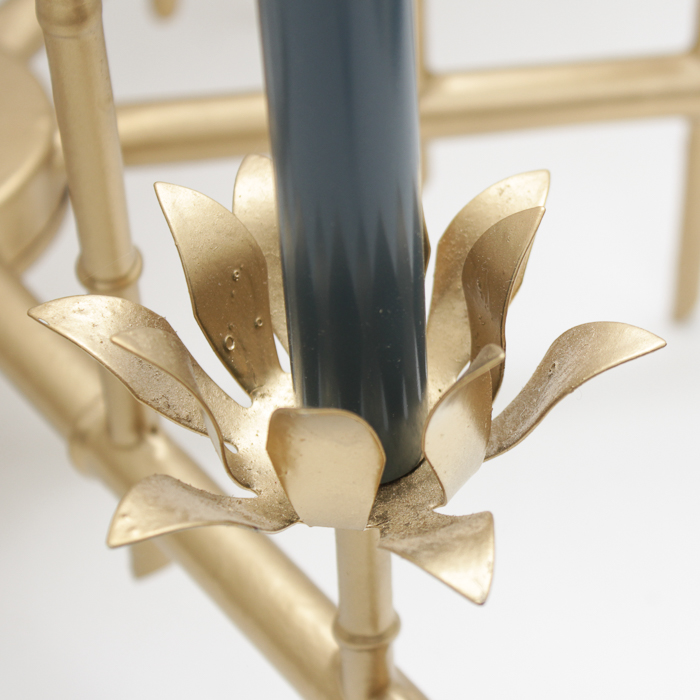 Vintage Hollywood Regency Faux Bamboo Pagoda Chandelier