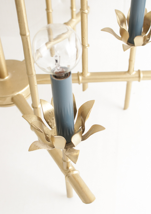 Vintage Hollywood Regency Faux Bamboo Pagoda Chandelier