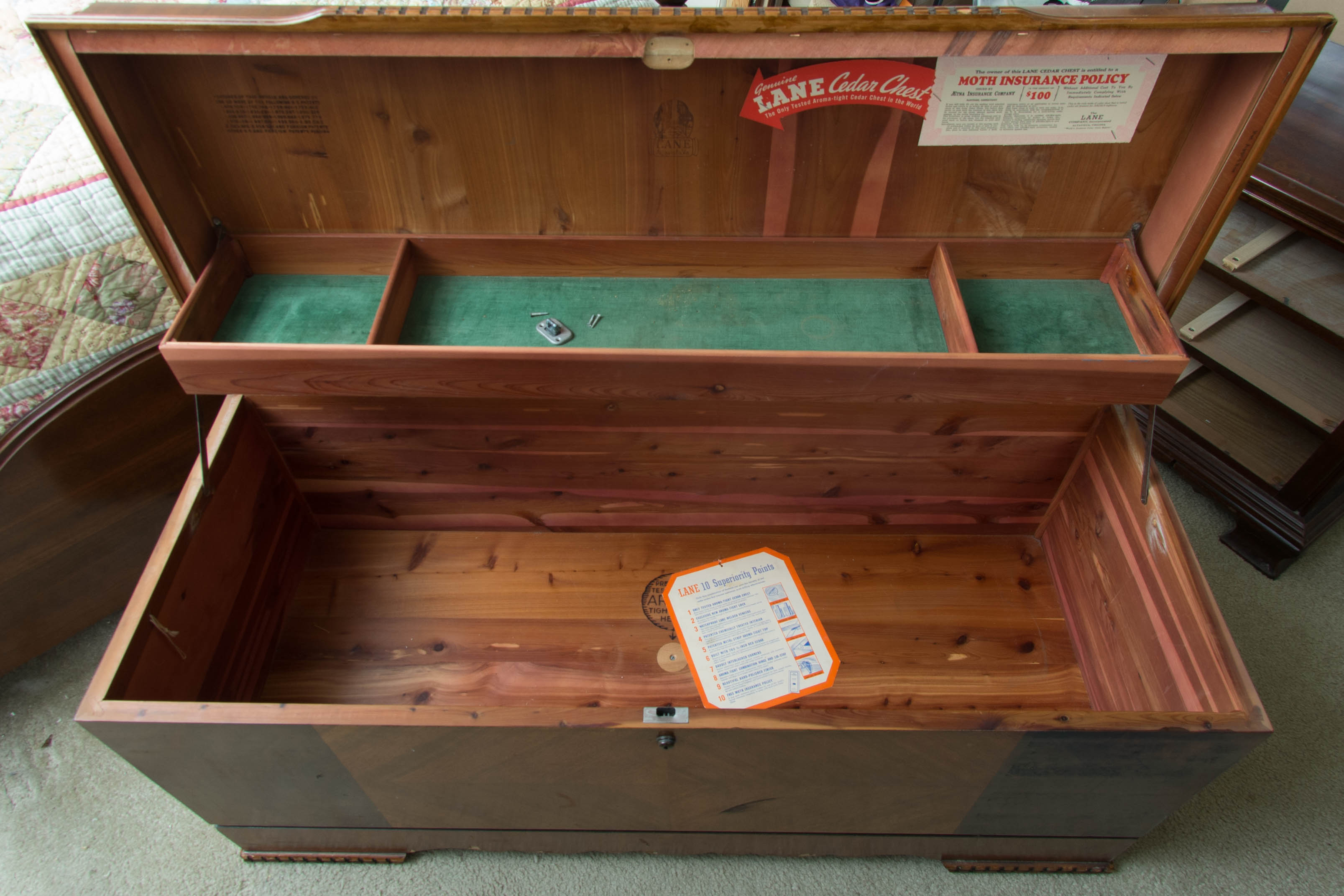 Art Deco Style "Aroma-Tite" Waterfall Cedar Chest by Lane Furniture