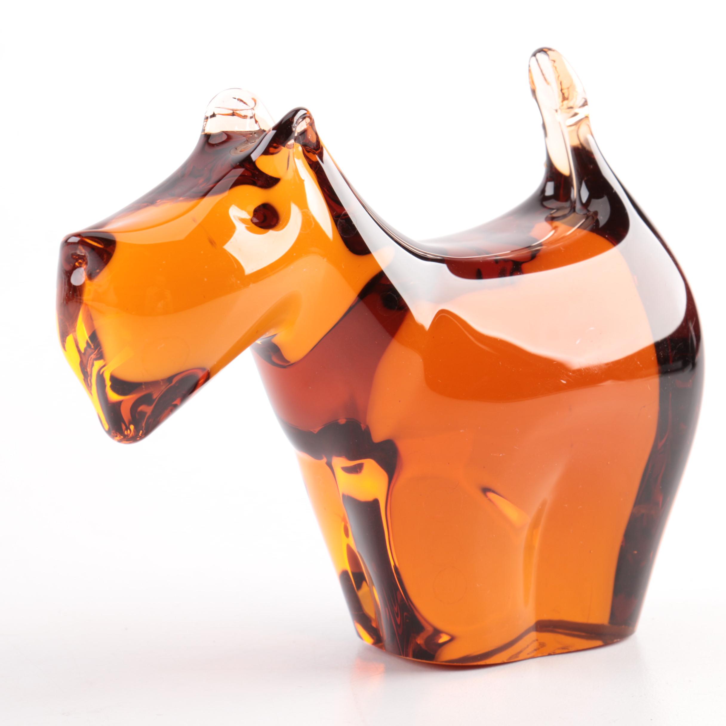 Wedgwood Amber Glass Scottish Terrier Figurine