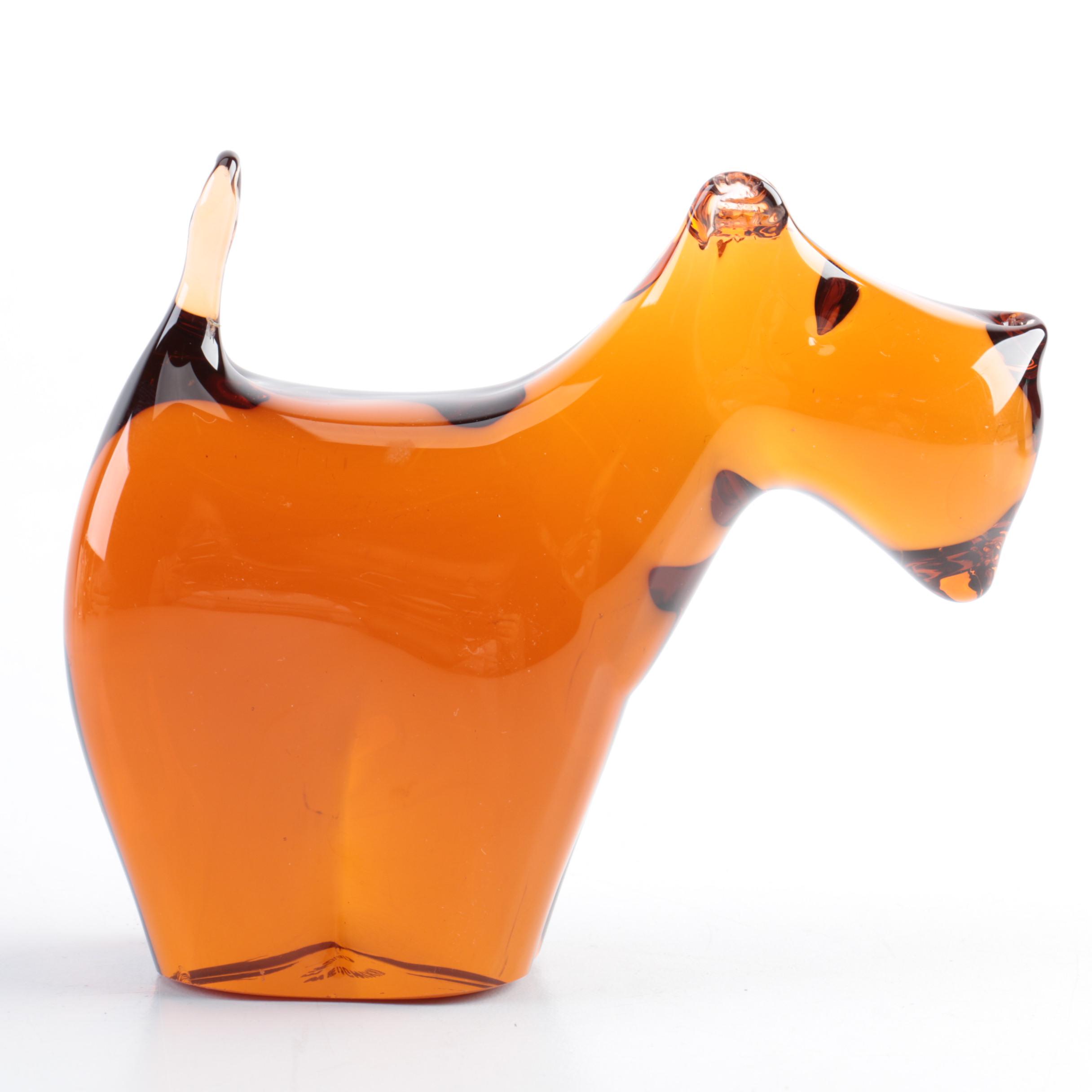 Wedgwood Amber Glass Scottish Terrier Figurine