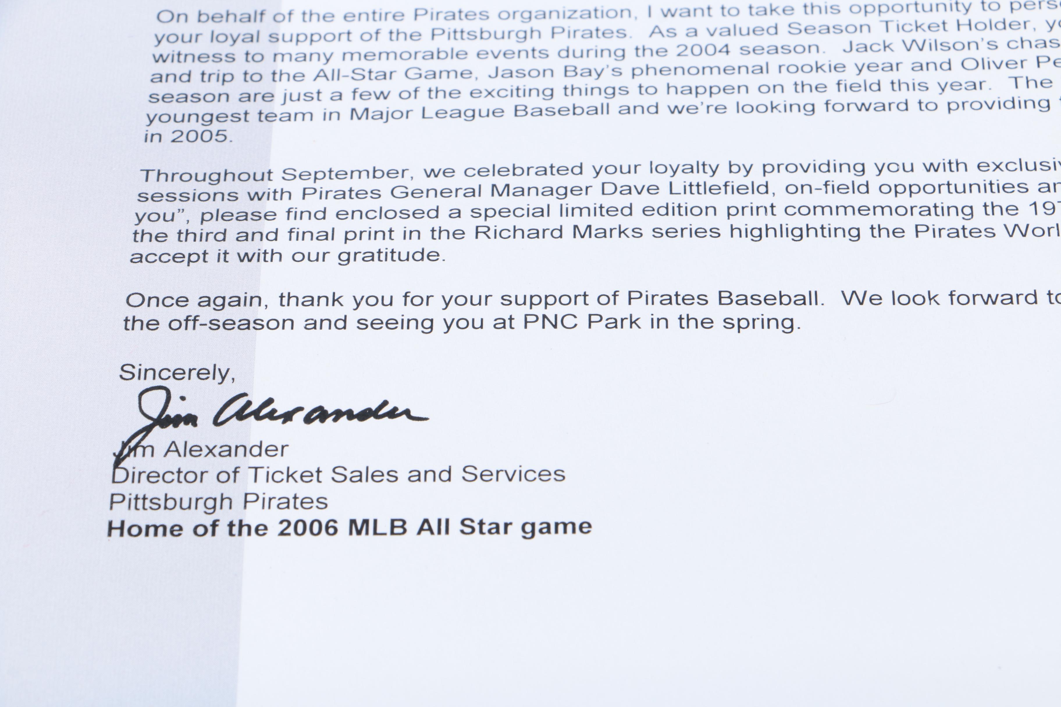 Rich Marks Limited Edition Reproduction Prints of the Pittsburgh Pirates