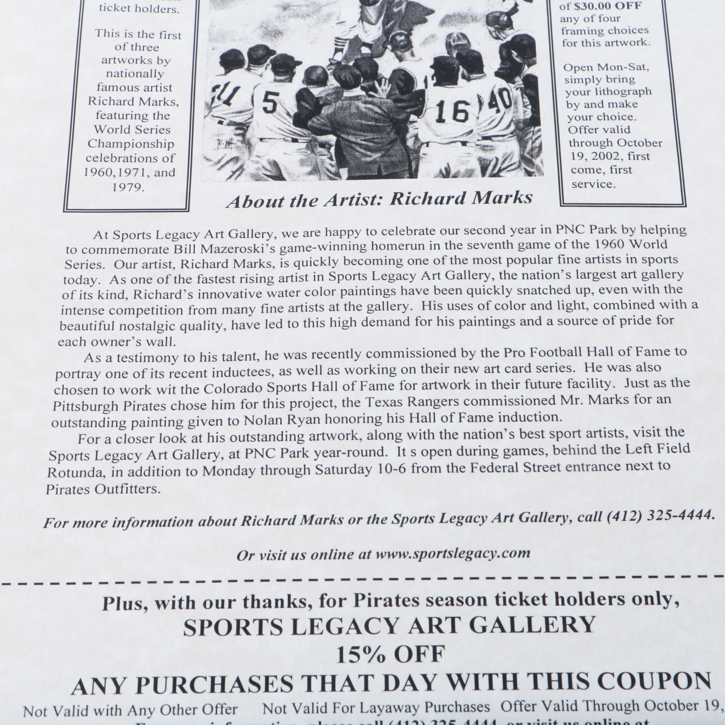 Rich Marks Limited Edition Reproduction Prints of the Pittsburgh Pirates