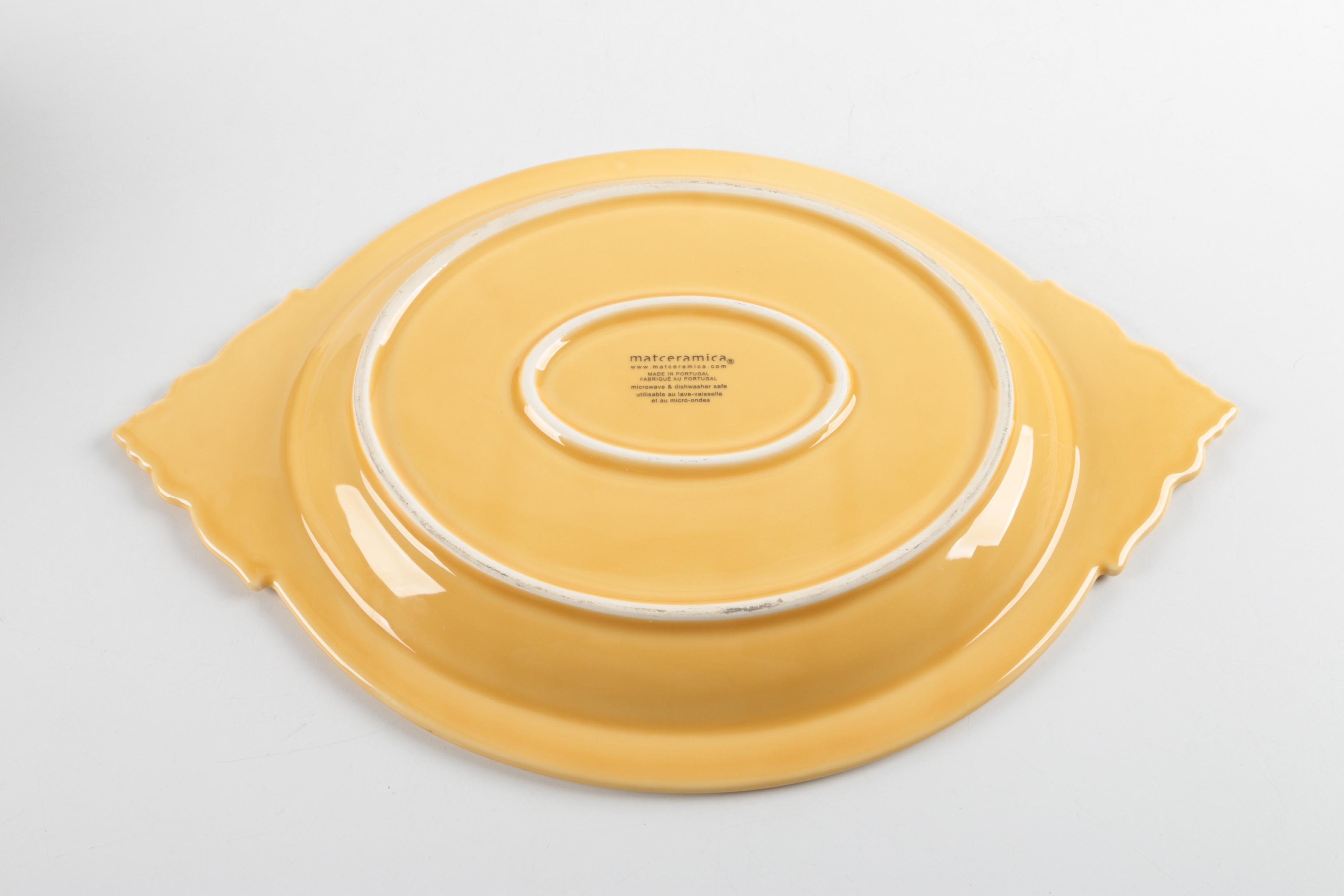 Harry and David Soup Tureen with Ladle and Matceramica "Venice Yellow" Platter