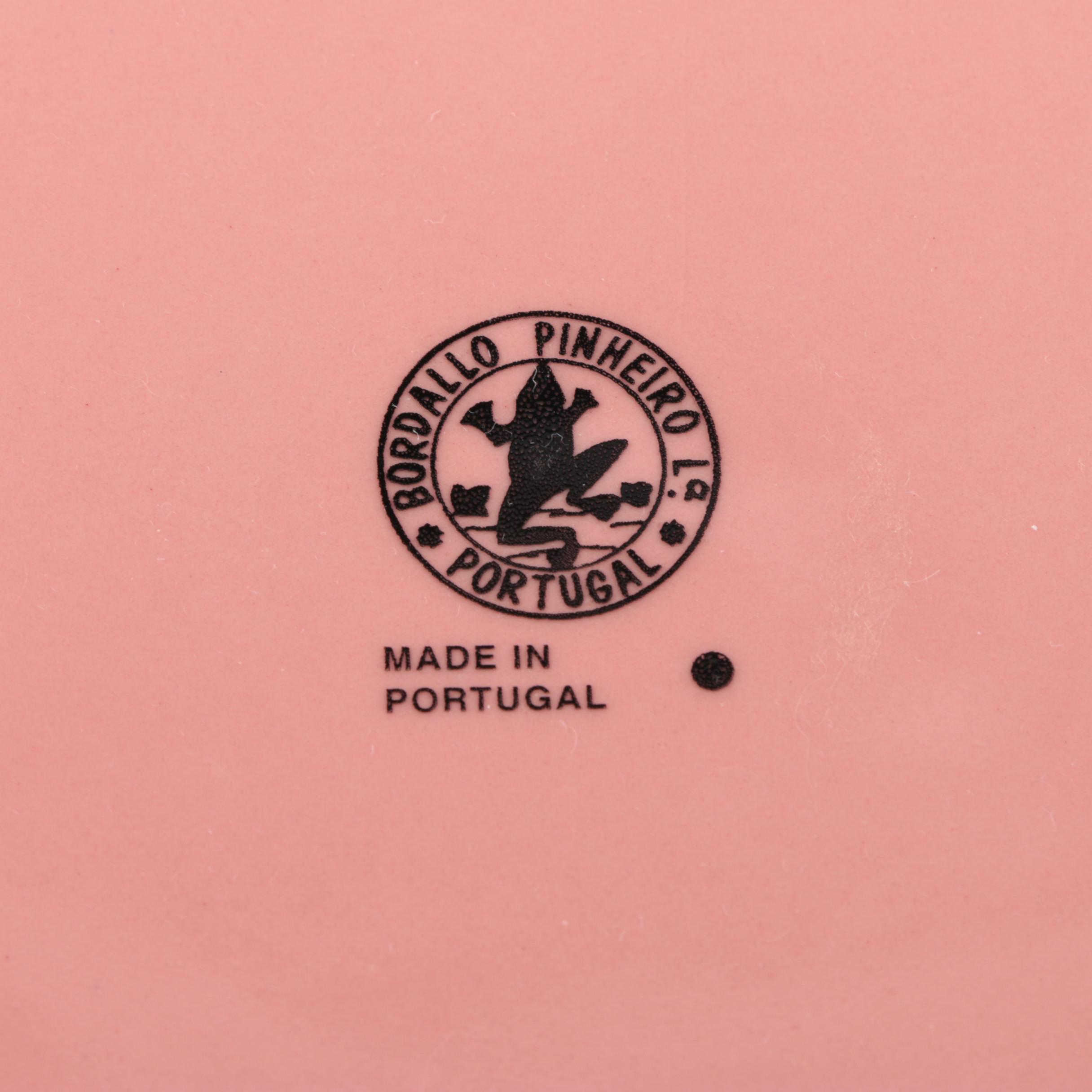 Bordallo Pinneiro "Rabbit Pink" Teapot, Dinner Plate and Sandwich Tray