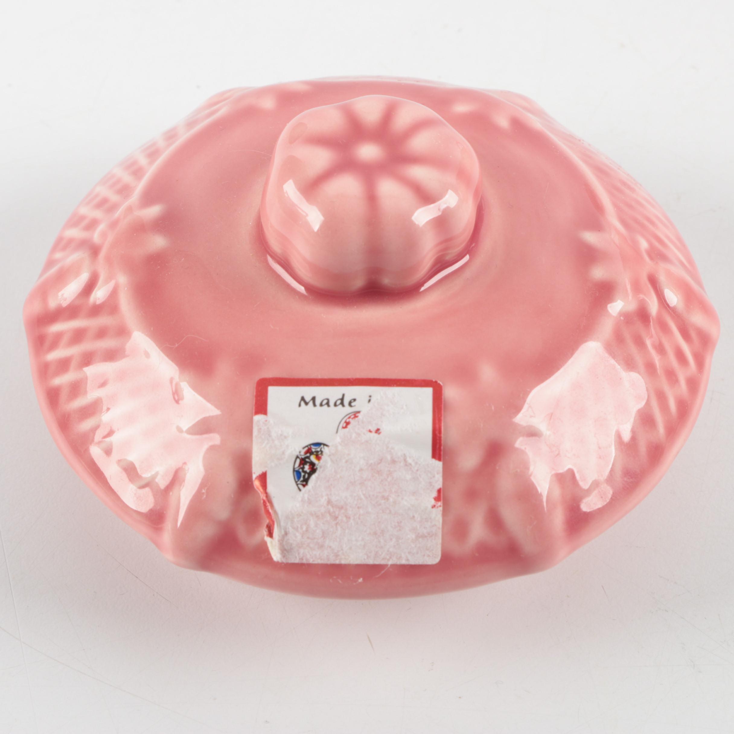 Bordallo Pinneiro "Rabbit Pink" Teapot, Dinner Plate and Sandwich Tray