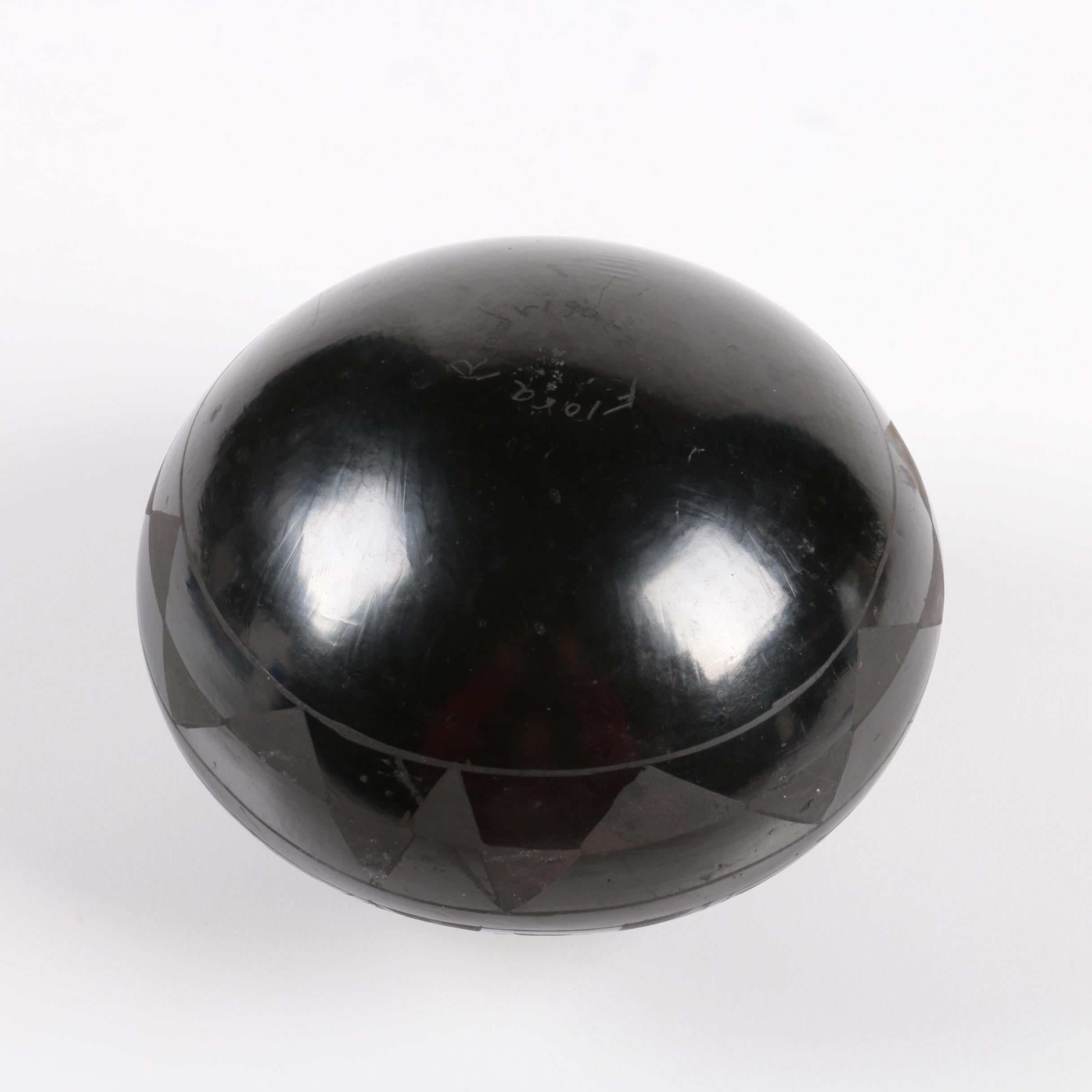 Mata Ortiz Black on Black Bowl Signed Flora Rodriguez