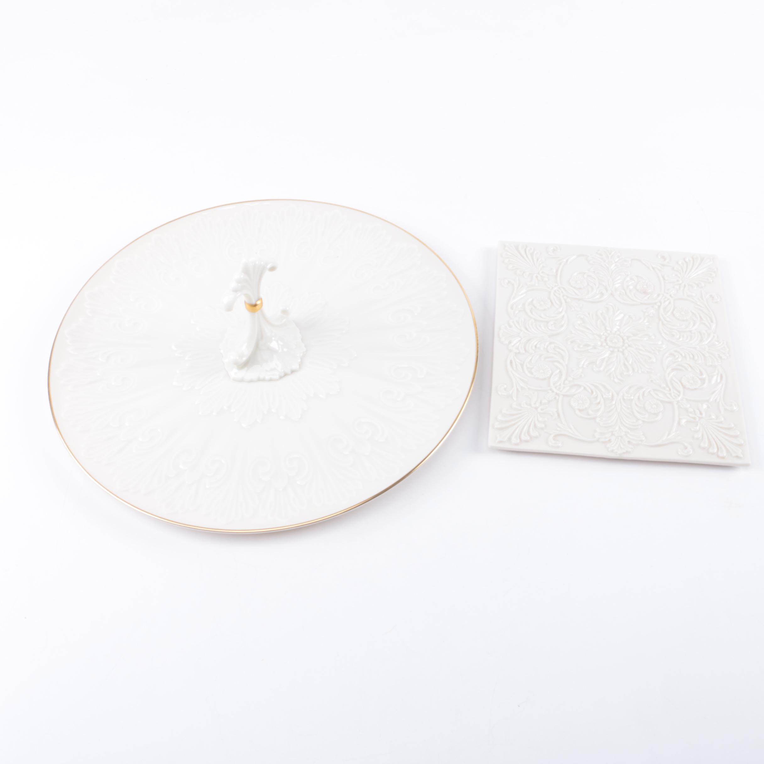 Lenox "Giftware" Trivet and "Chateau" Serving Tray