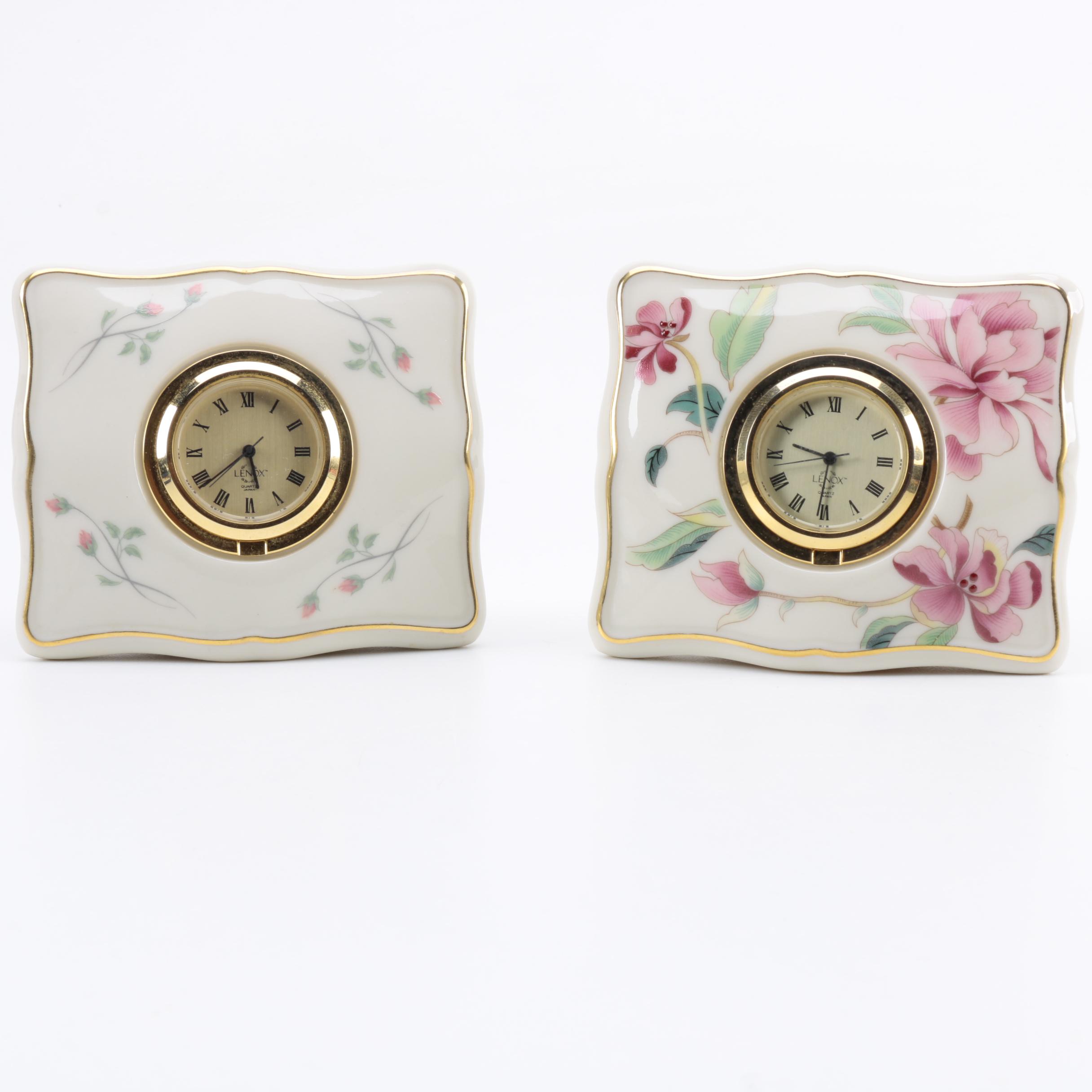 Pair of Lenox Porcelain Desk Clocks