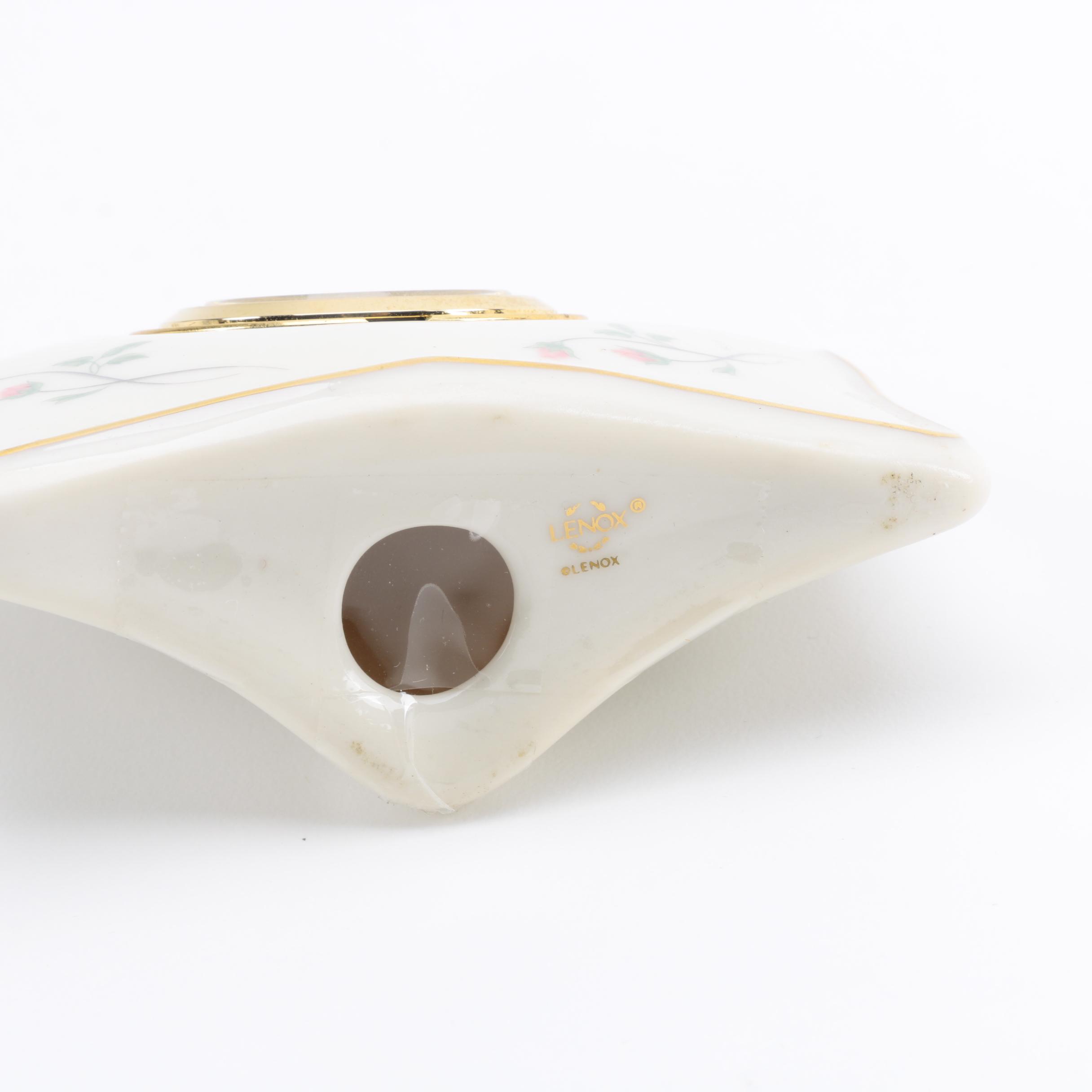 Pair of Lenox Porcelain Desk Clocks