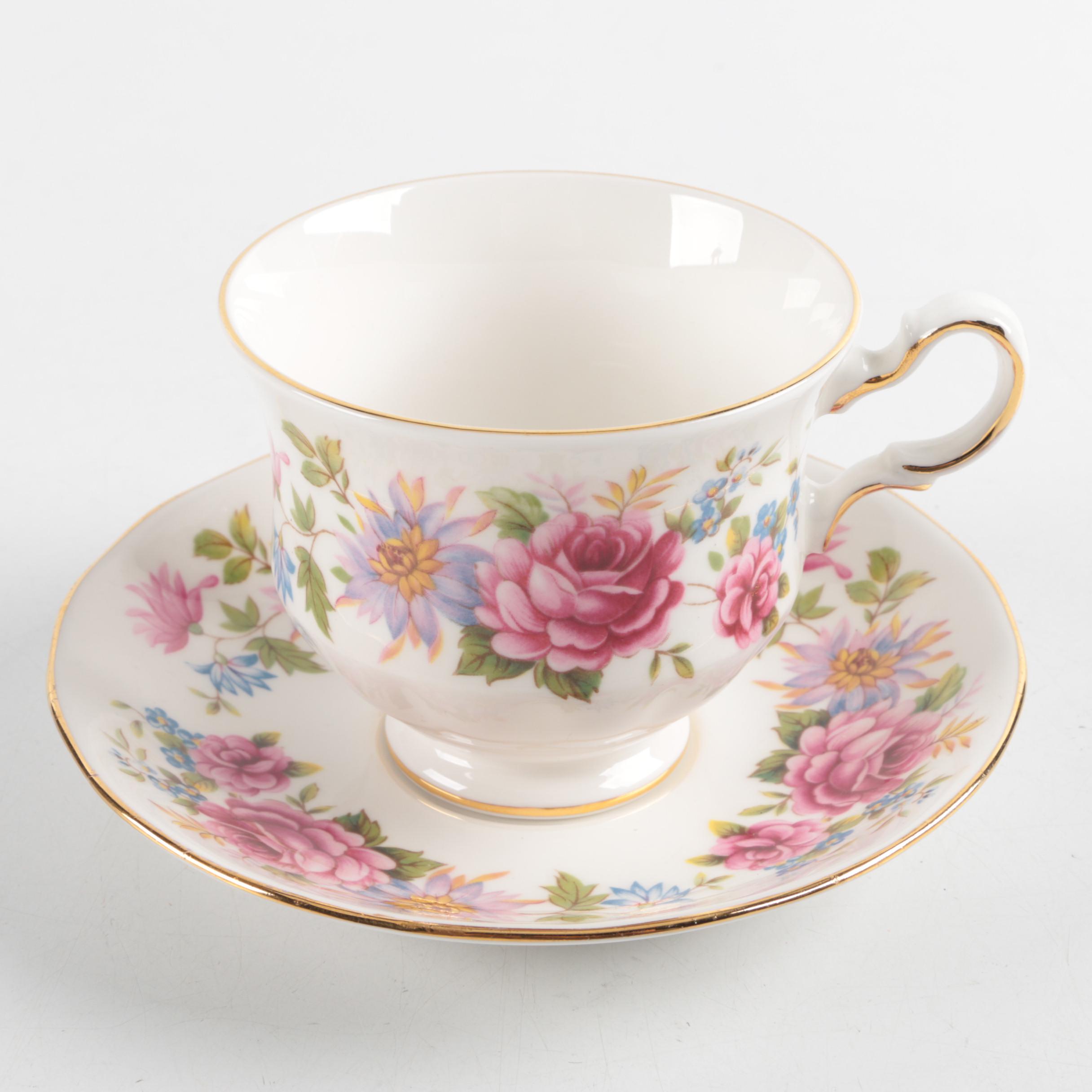 English Bone China Tea Cups and Saucers including Ridgway Potteries