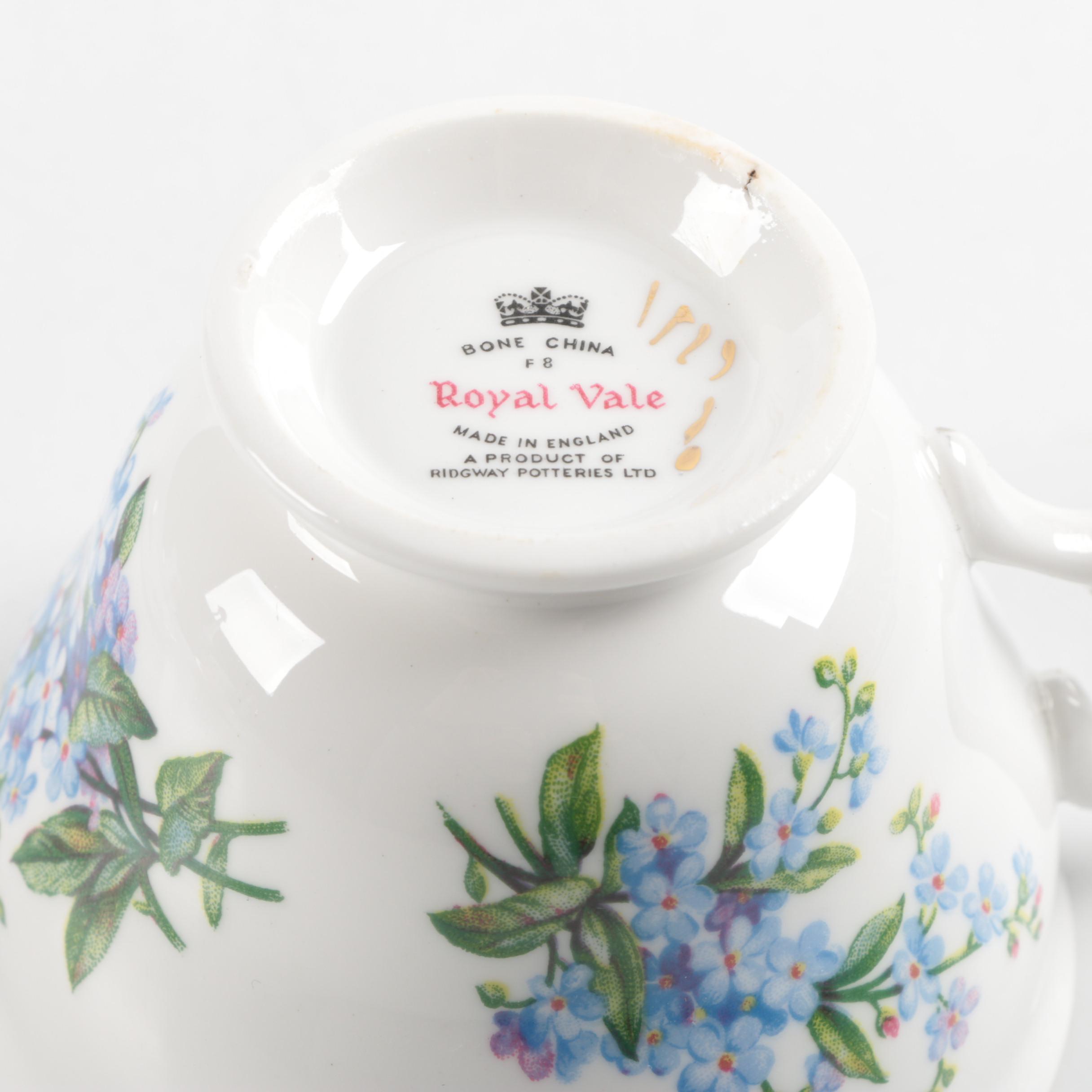 English Bone China Tea Cups and Saucers including Ridgway Potteries