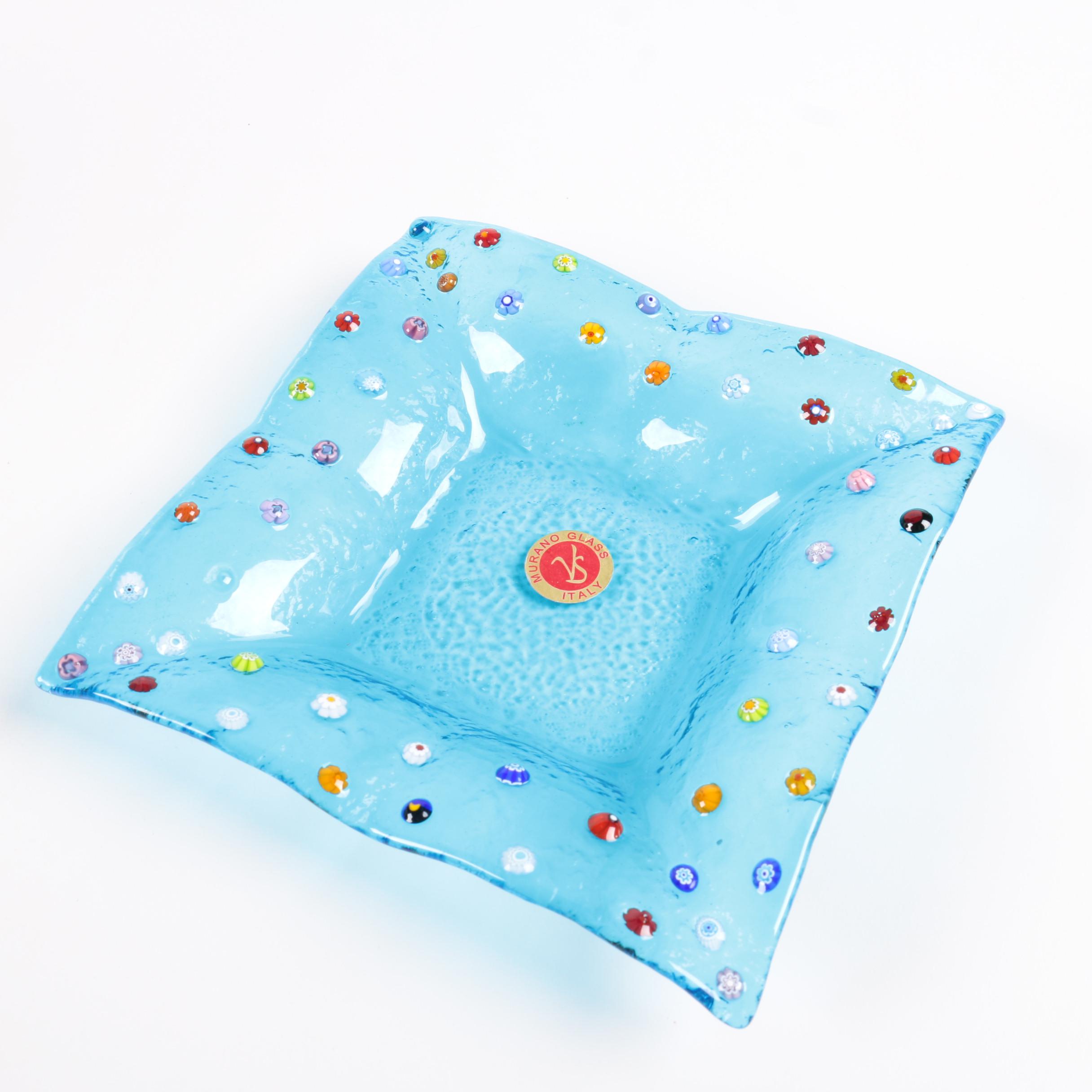 Murano Square Decorative Art Glass Plate