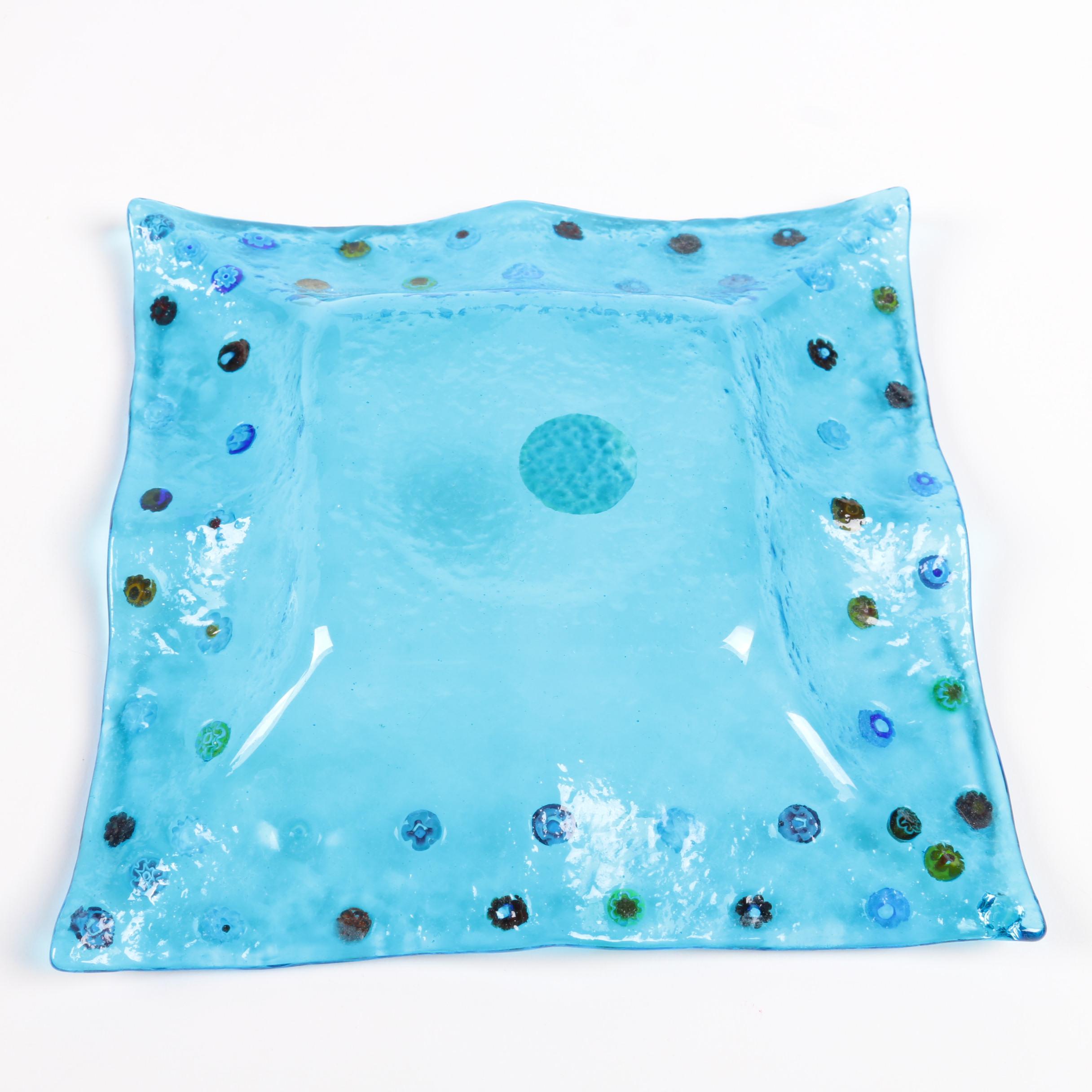 Murano Square Decorative Art Glass Plate