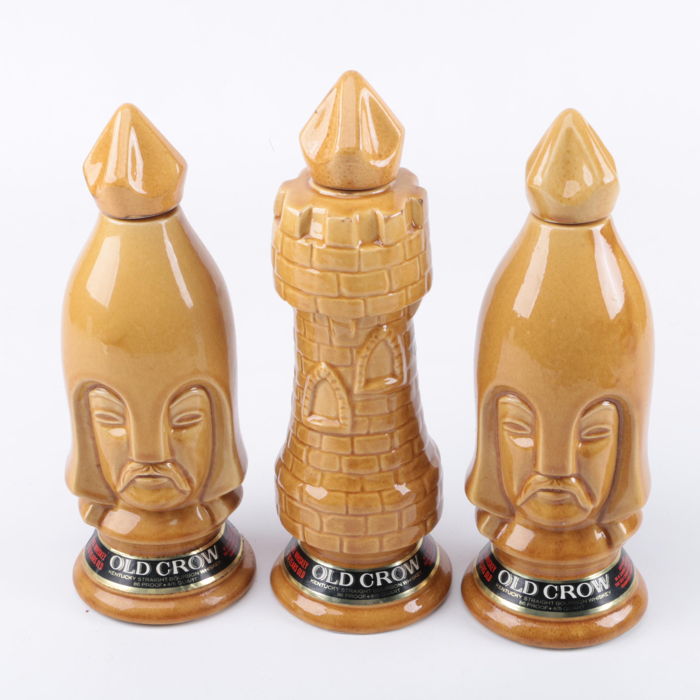 Vintage Old Crow Chess Piece Whisky Decanters