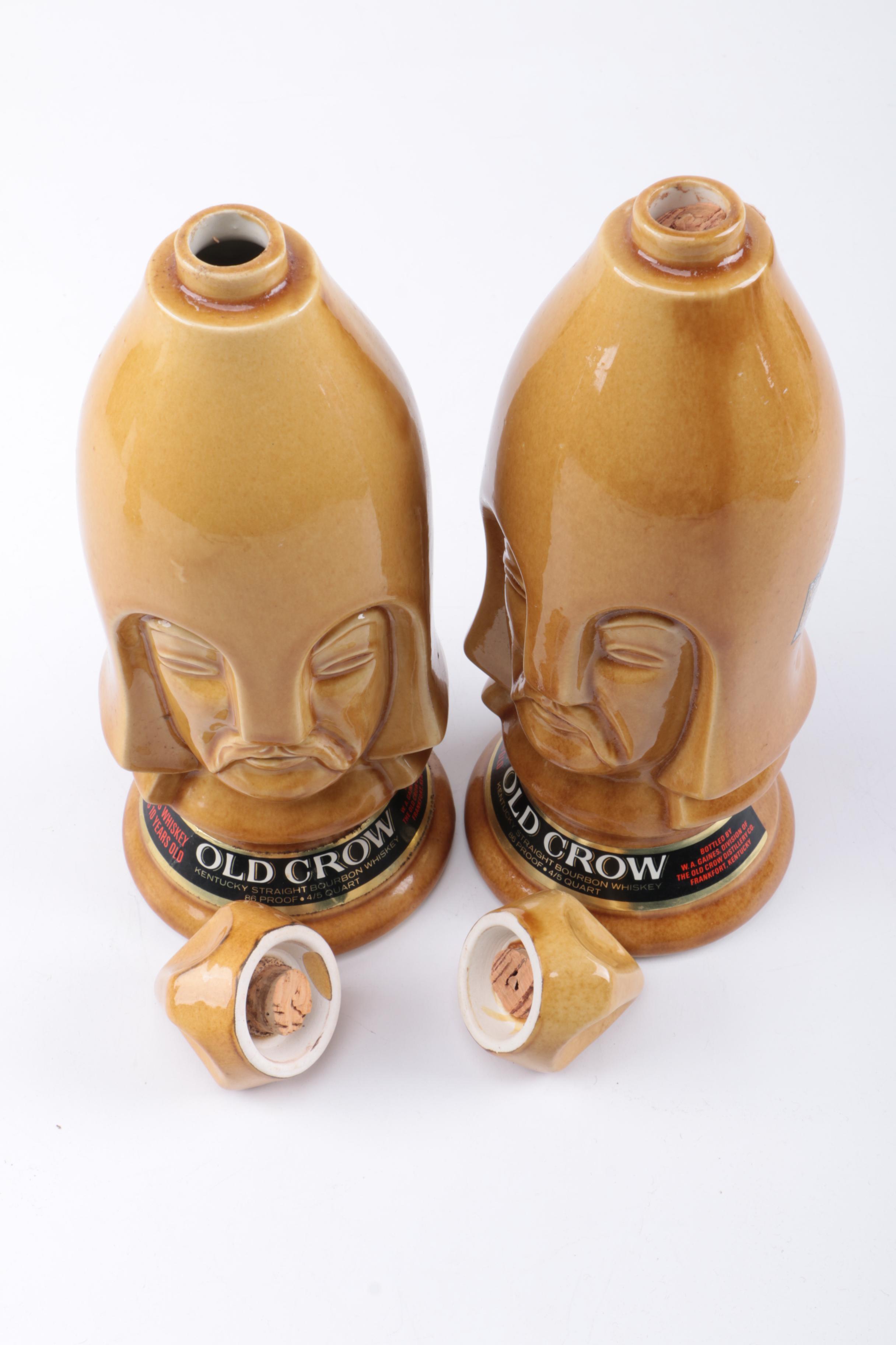 Vintage Old Crow Chess Piece Whisky Decanters