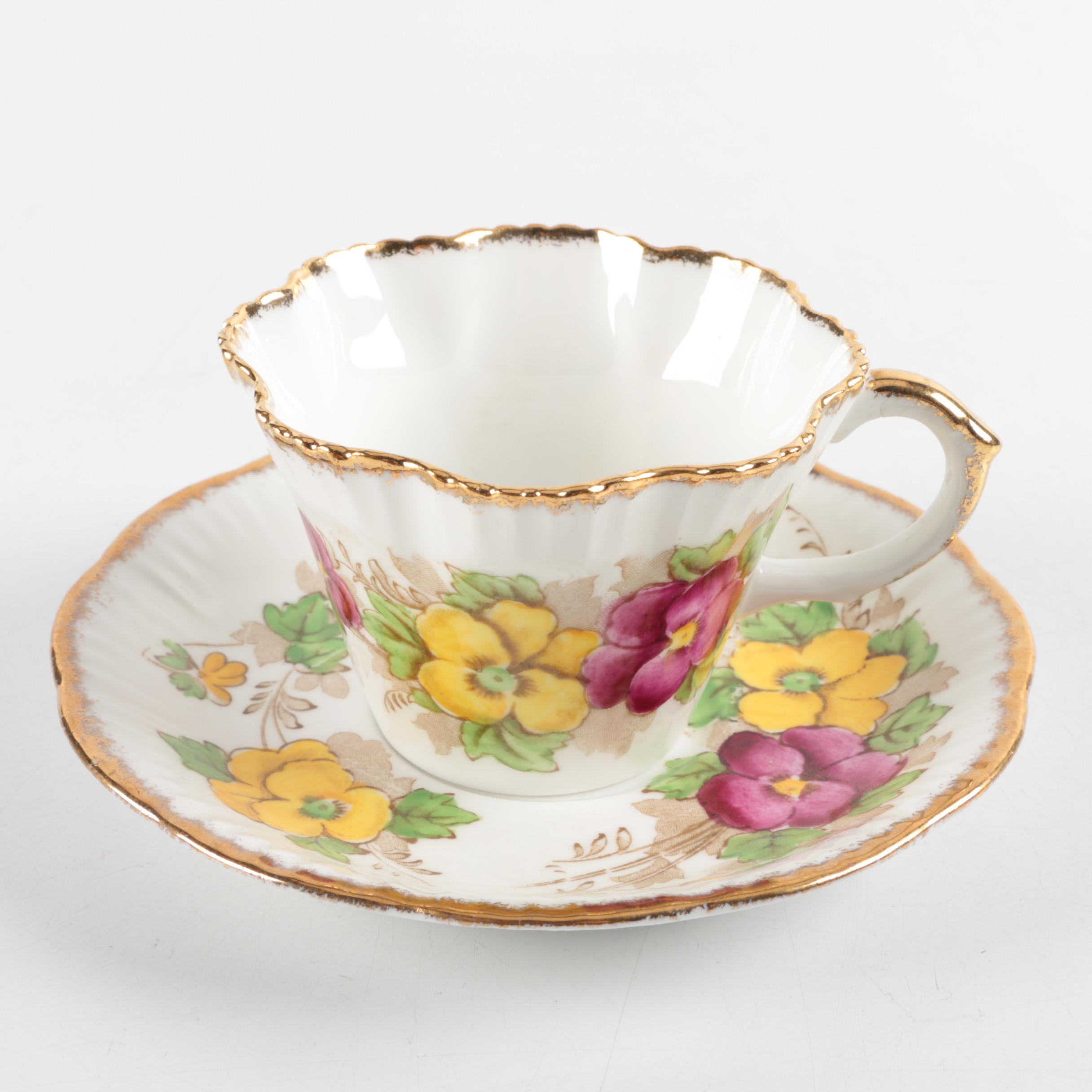 Bone China Tea Cups and Saucers including Royal Chelsea