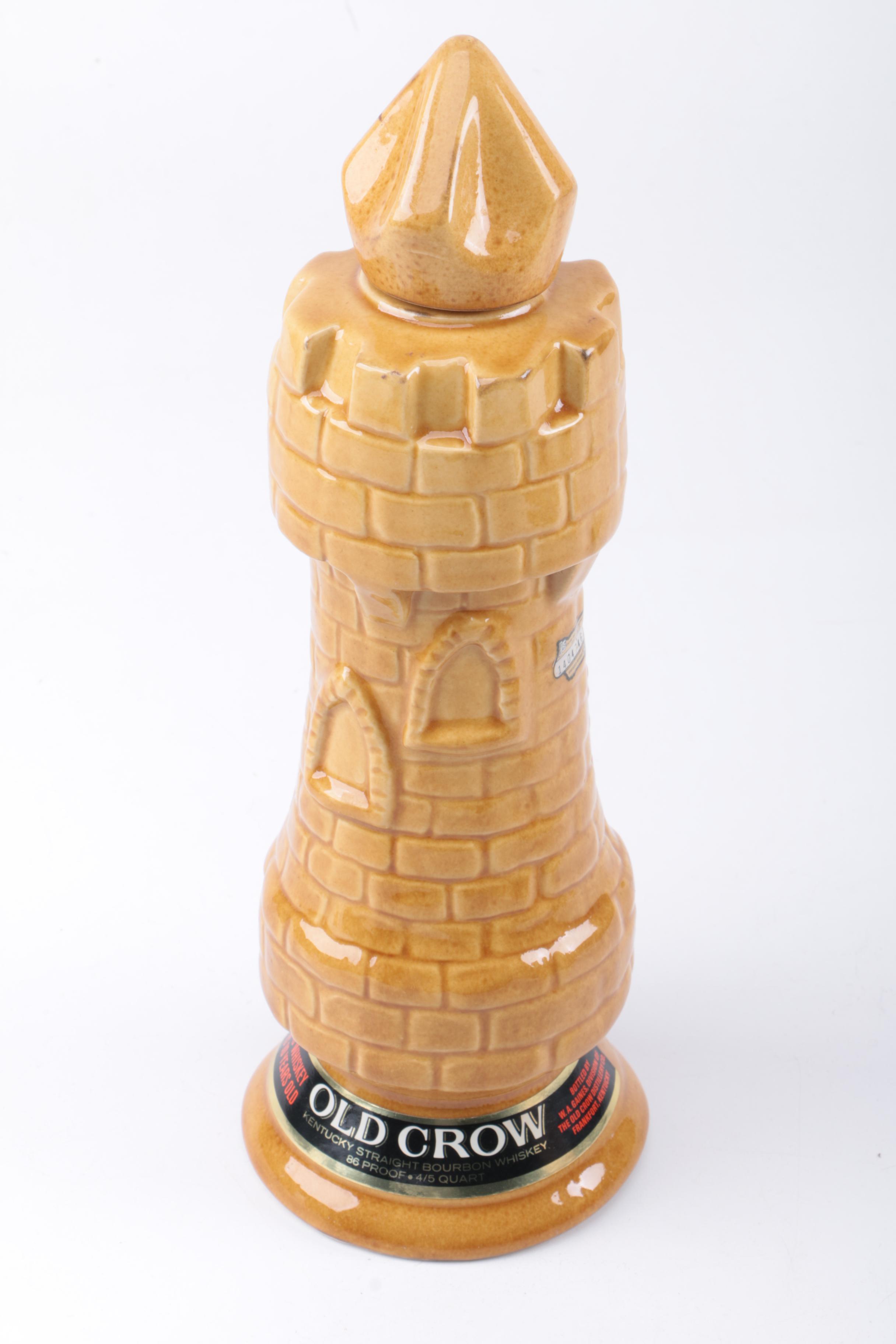 Vintage Old Crow Chess Piece Whisky Decanters