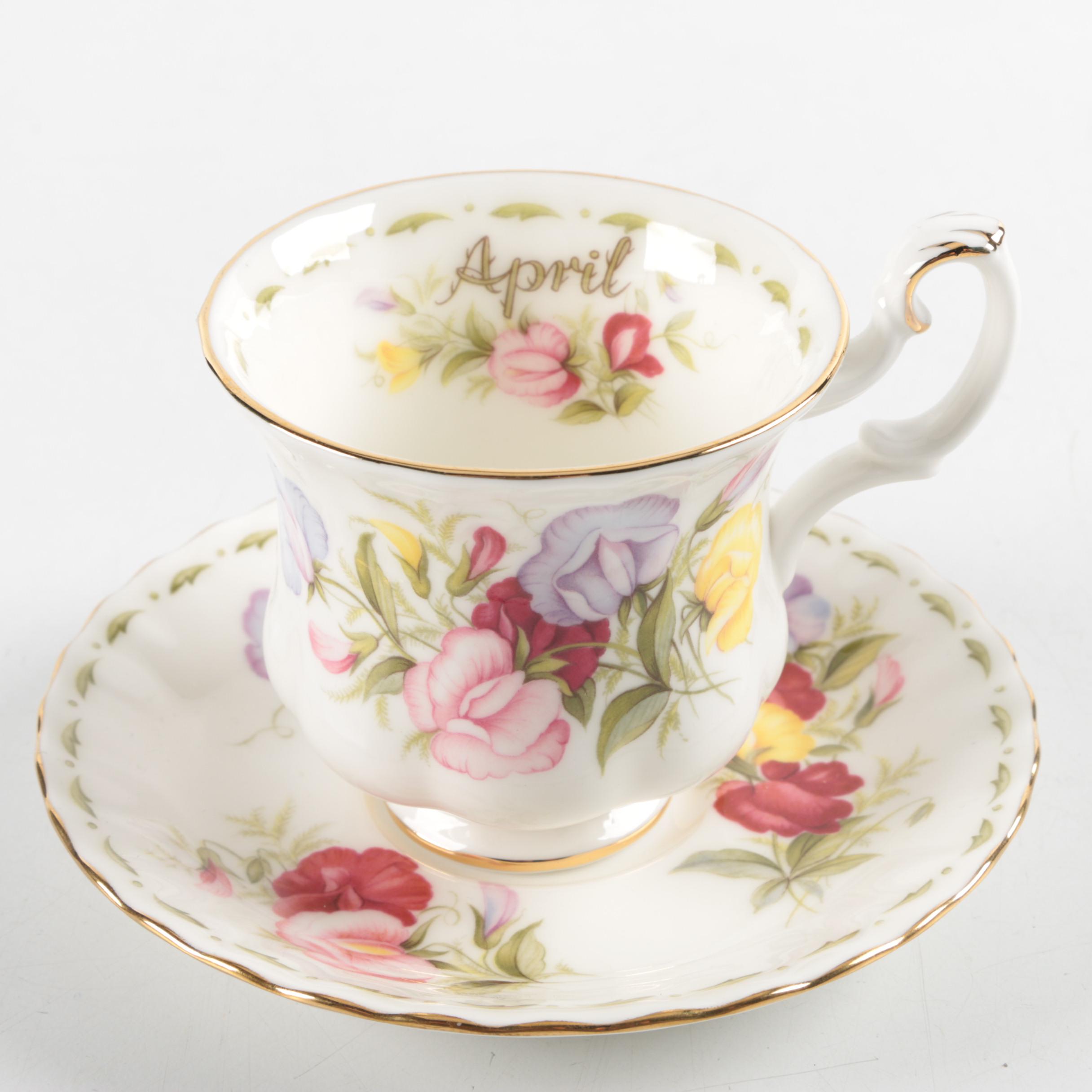 Bone China Tea Cups and Saucers including Royal Chelsea