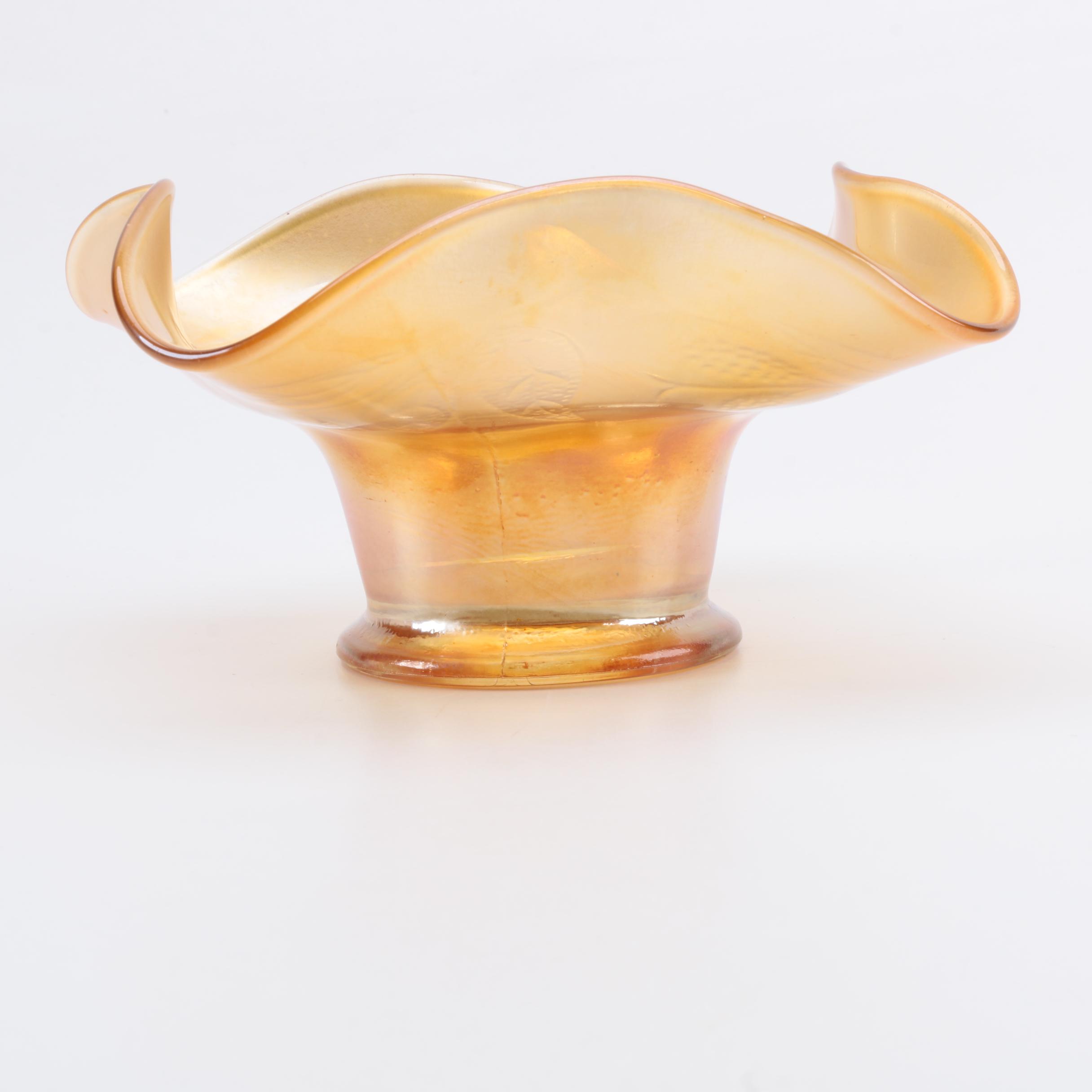 Carnival Glass Amber Bowl